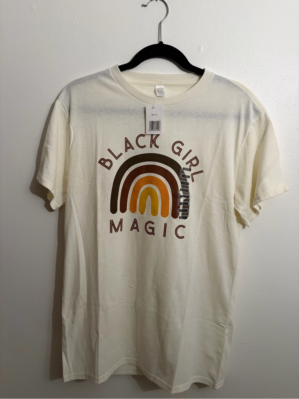 Black Girl Magic Graphic Tee - Cream with Earthtone Rainbow